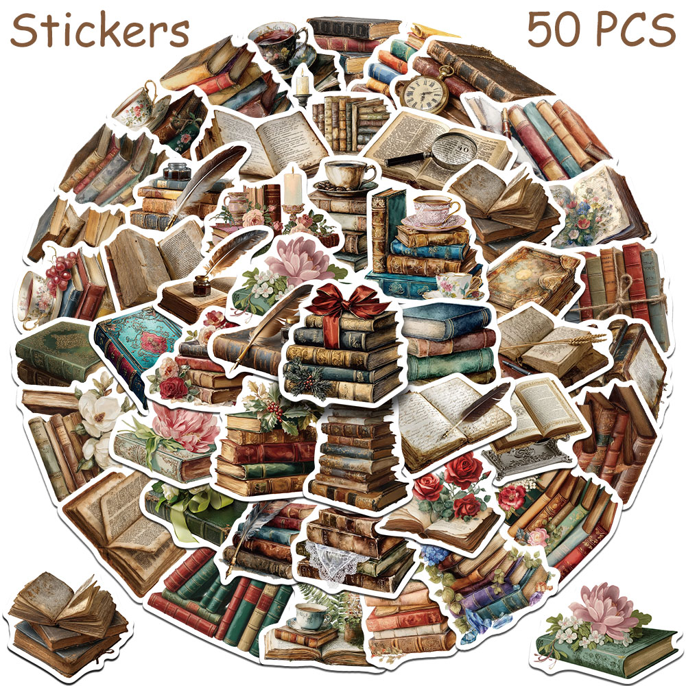 50pcs Vintage Books Stickers D - огляд і ціна Vintage Collectible Books